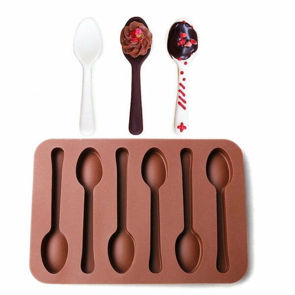 Popsicle MoldFun Oven Safe Spoon Silicone Mold for Fondant Jello Ice Cube Wax Crayon Baking Cookies Gummy Cake Decorating Candy 3-Pack Spoon Chocolate Molds 