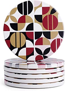 Gift for Housewarming Christmas Sweese 246.101 Geometry Element Absorbent Ceramic Coaster for Drinks Birthday Set of 6 