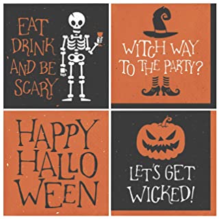 Humorous Halloween Themed Cocktail Napkins Variety Pack Includes 64 Napkins in 4 different designs 