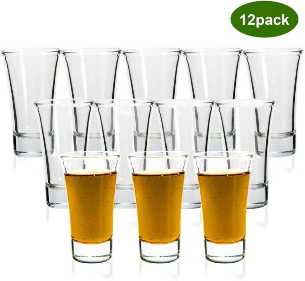 8 ounce Drinking Glasses Set,QAPPDA Heavy Base Whisky Glasses,Shot Glasses For liqueur,Double Side Cordial Glasses,Tequila Cups Small Glass Cups set of 12 