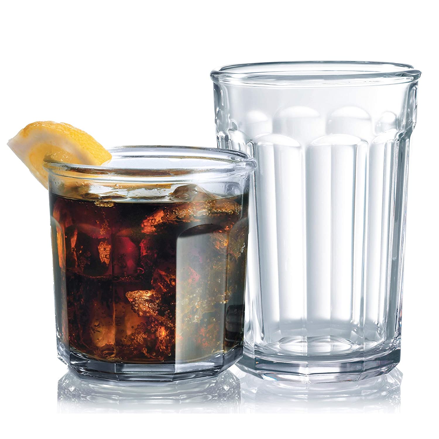 Glassware Set Includes 8-21 oz Highball Glasses 8-14 oz Tumbler Glasses Ideal for Water Set of 16 Durable Drinking Glasses Juice Beer Heavy Base Glass Cups Wine and Cocktails